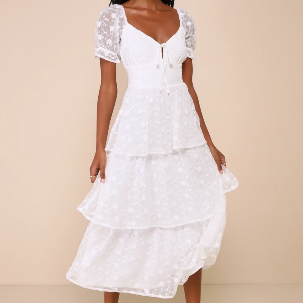 Lulus Precious Sweetie White Midi Dress
